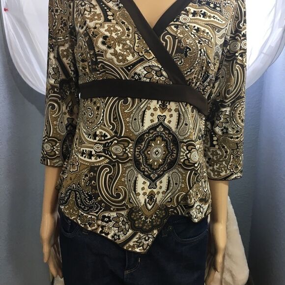AB Studio Women’s Blouse w\ Wrap Look M - Picture 1 of 4